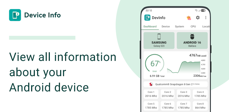 Background تطبيق معلومات الجهاز: أفضل أداة لمعرفة تفاصيل هاتفك بدقة واحترافية 